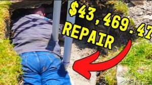 Professional plumber performing an underground plumbing repair that saved a homeowner more than $40,000 by accurately locating the damaged pipe